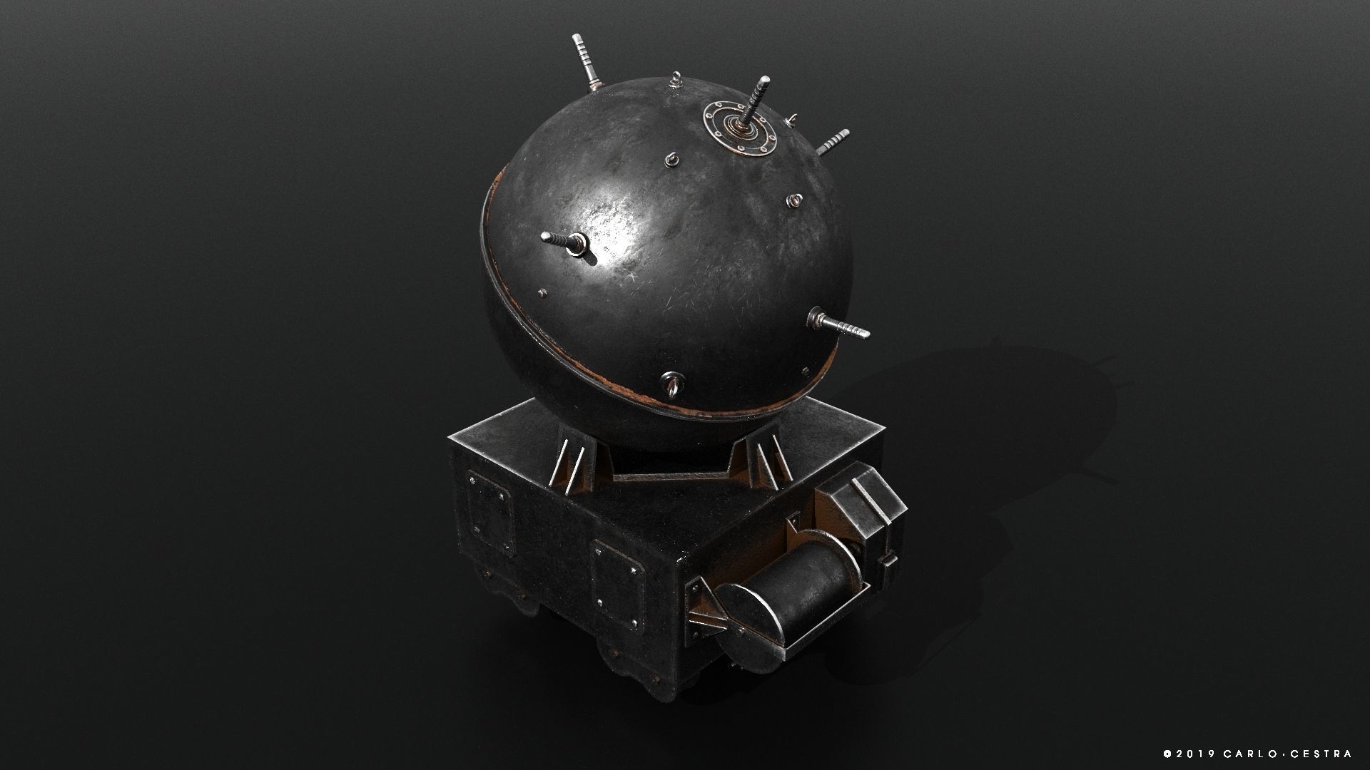 Naval mine Low-poly 3D model_1
