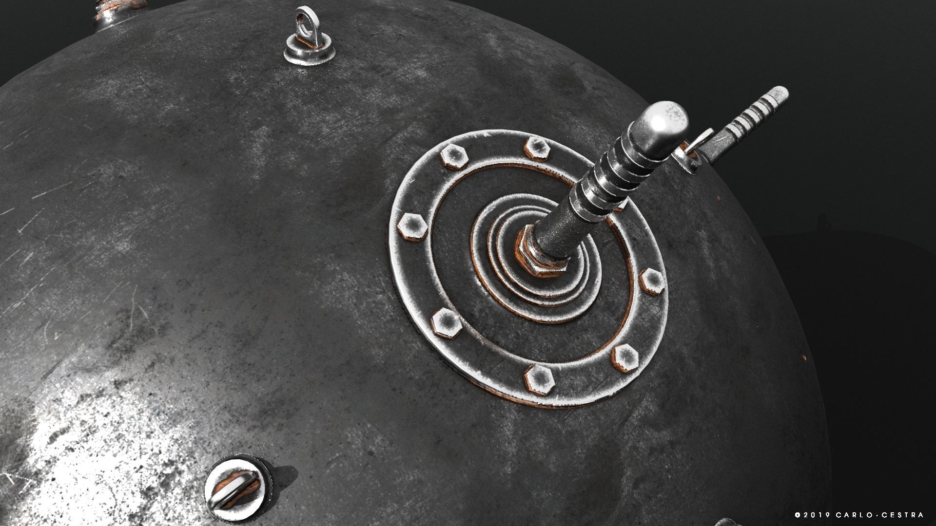 Naval mine Low-poly 3D model_5