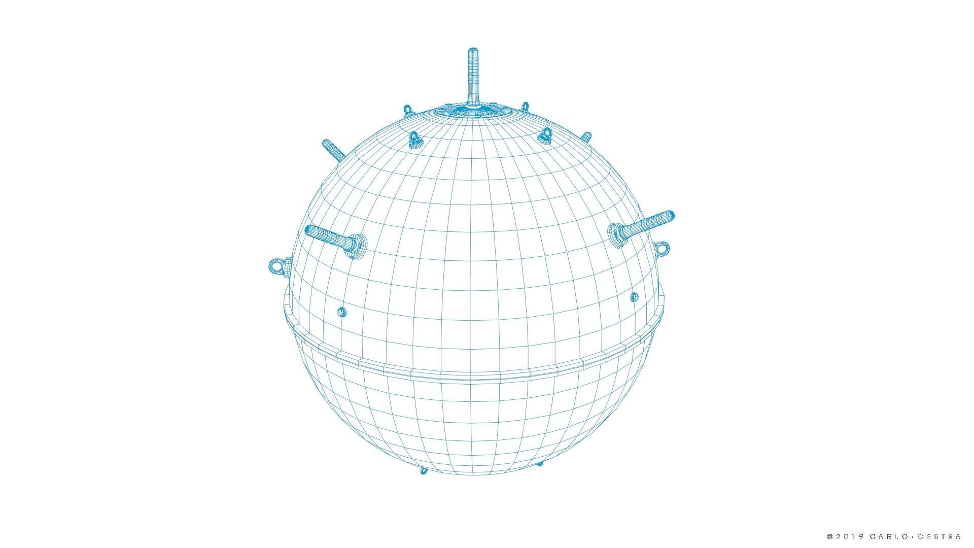 Naval mine Low-poly 3D model_28