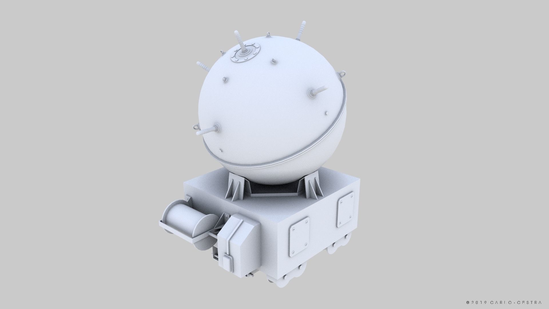 Naval mine Low-poly 3D model_13