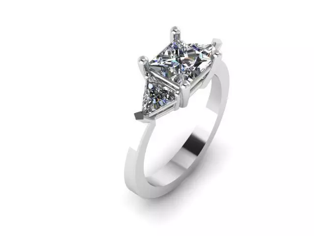 Princess Cut Ring 3D print model_0