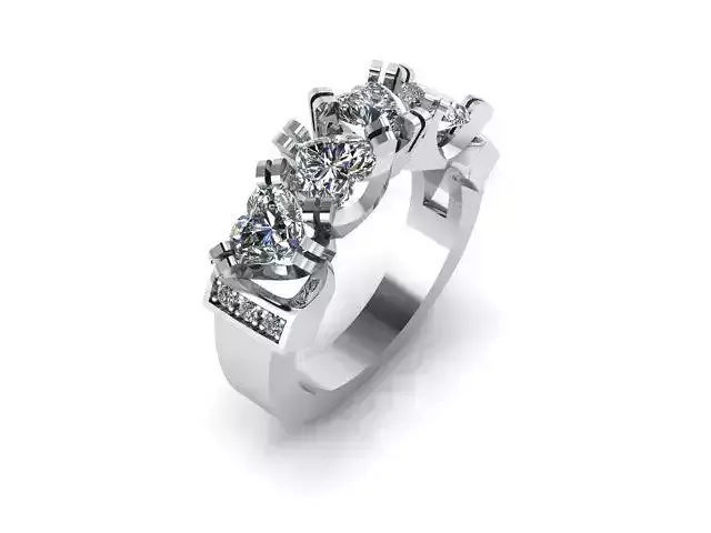 Ring With Heart Stones