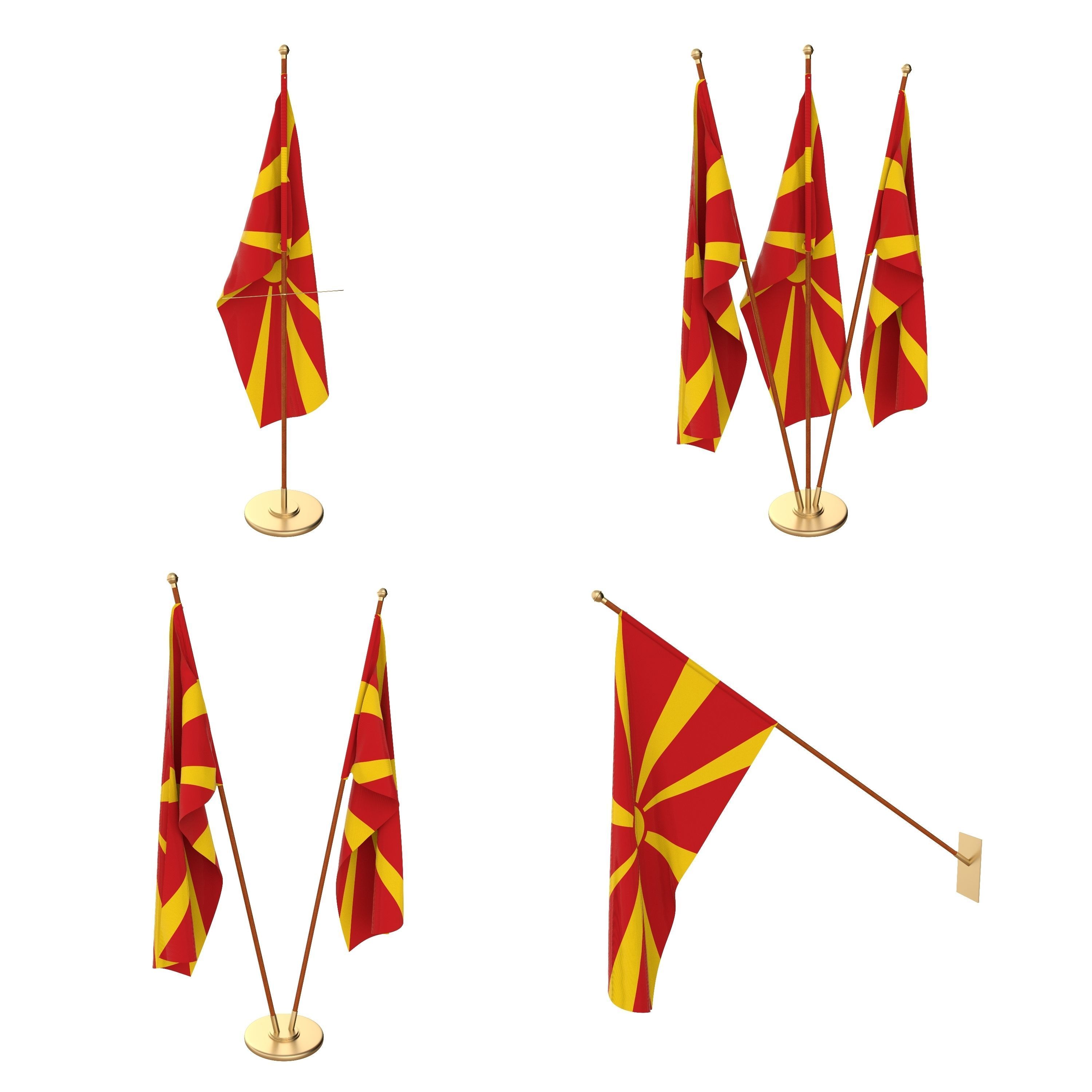 North Macedonia Flag Pack 3D model_1