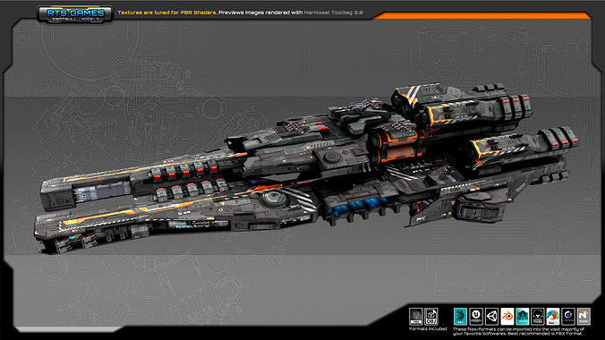 Federation Dreadnought 2B  Low-poly 3D model