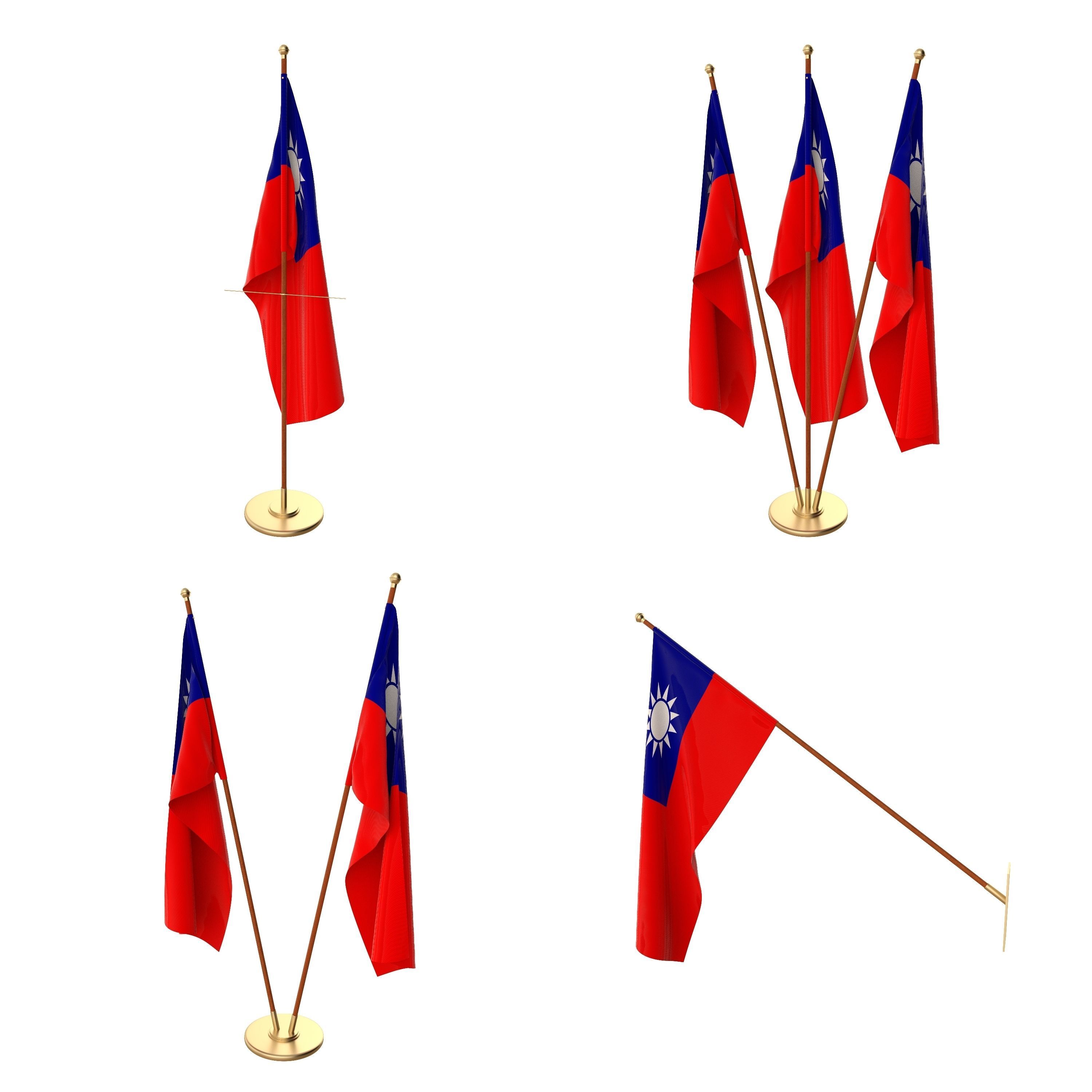 Taiwan Flag Pack 3D model_5