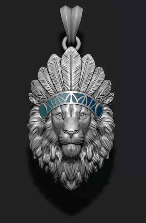 Native lion pendant 3D print model_0