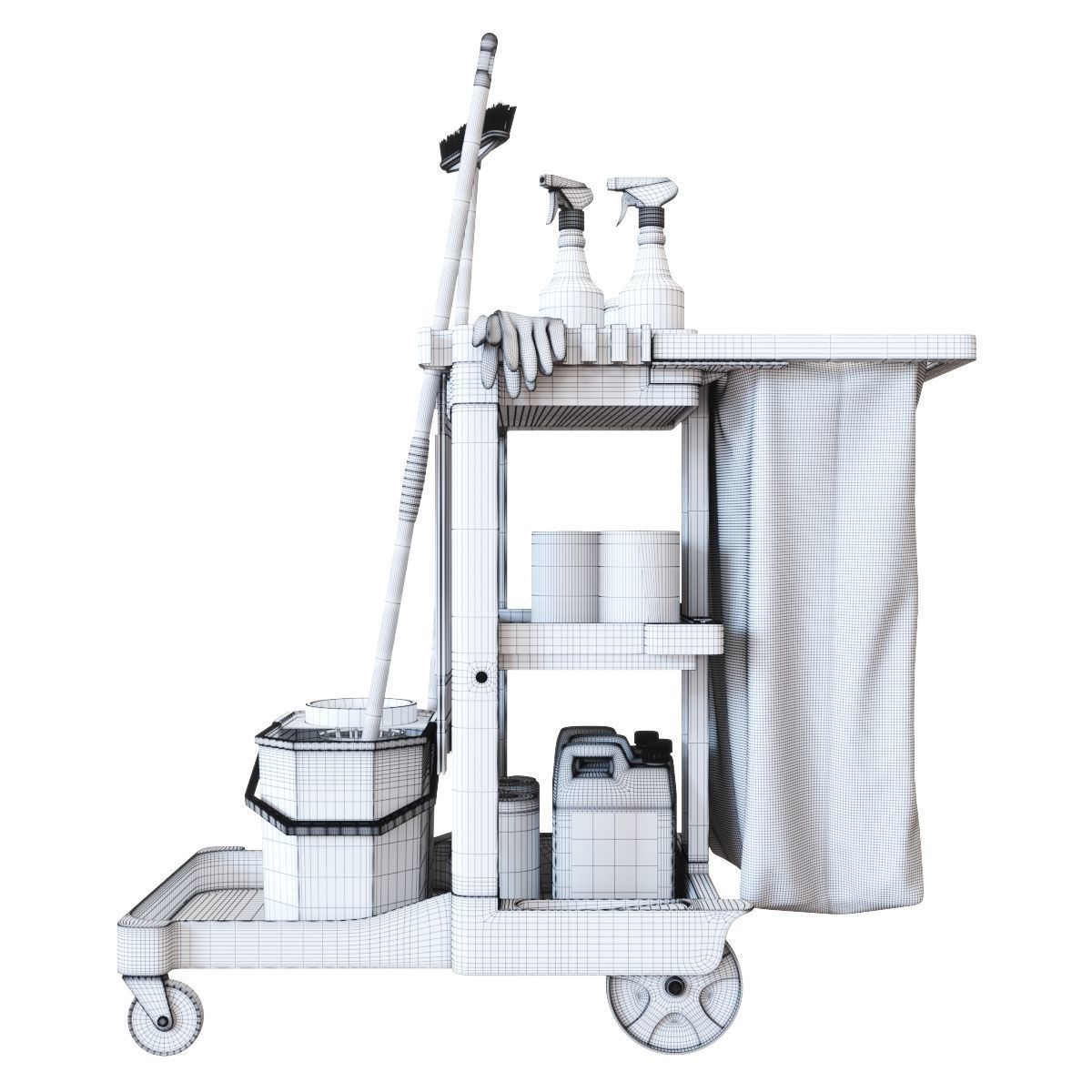 Cleaning cart 3D model_4