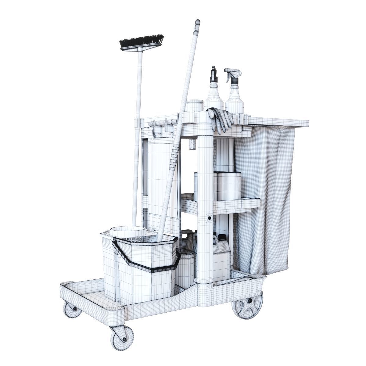 Cleaning cart 3D model_5