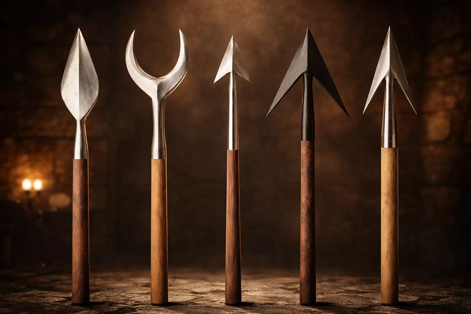 Bow and Arrows Medieval Arrowheads Low-Poly Arrow Set Low-poly 3D model
