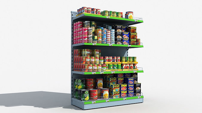Supermarket Shelves Canned Food 3D model