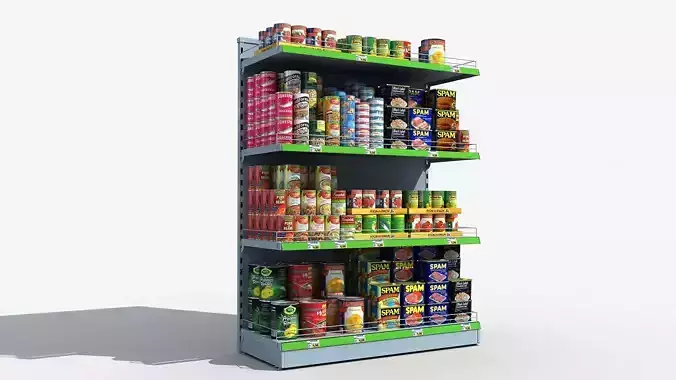 Supermarket Shelves Canned Food 3D model