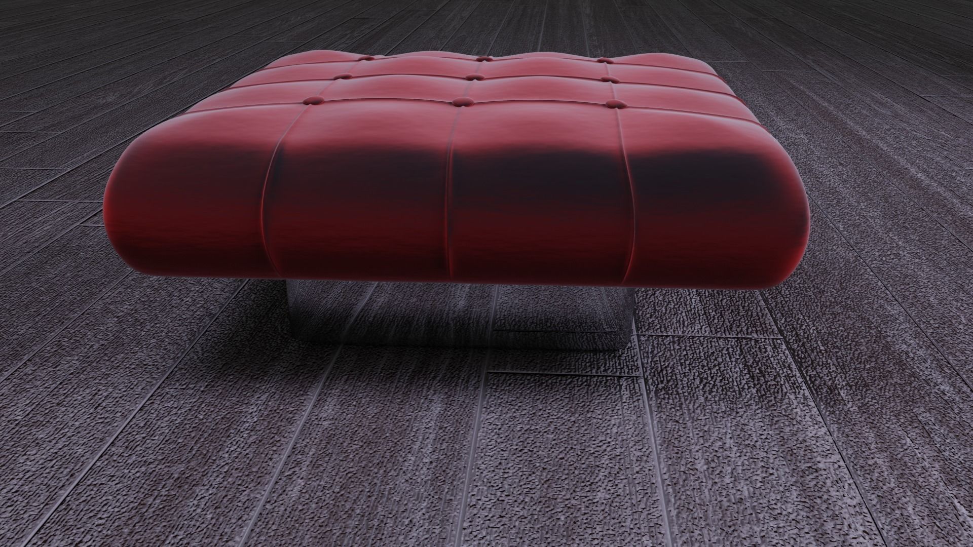 Red velvet padded stool 3D model_2