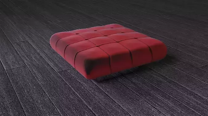 Red velvet padded stool 3D model