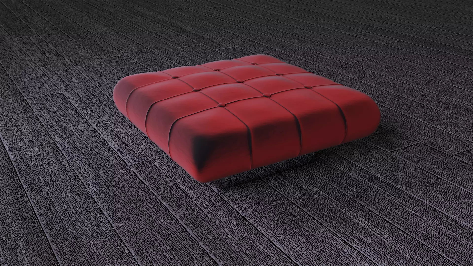 Red velvet padded stool 3D model_0