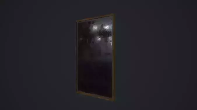 Mirror room with light on wall Low-poly 3D model