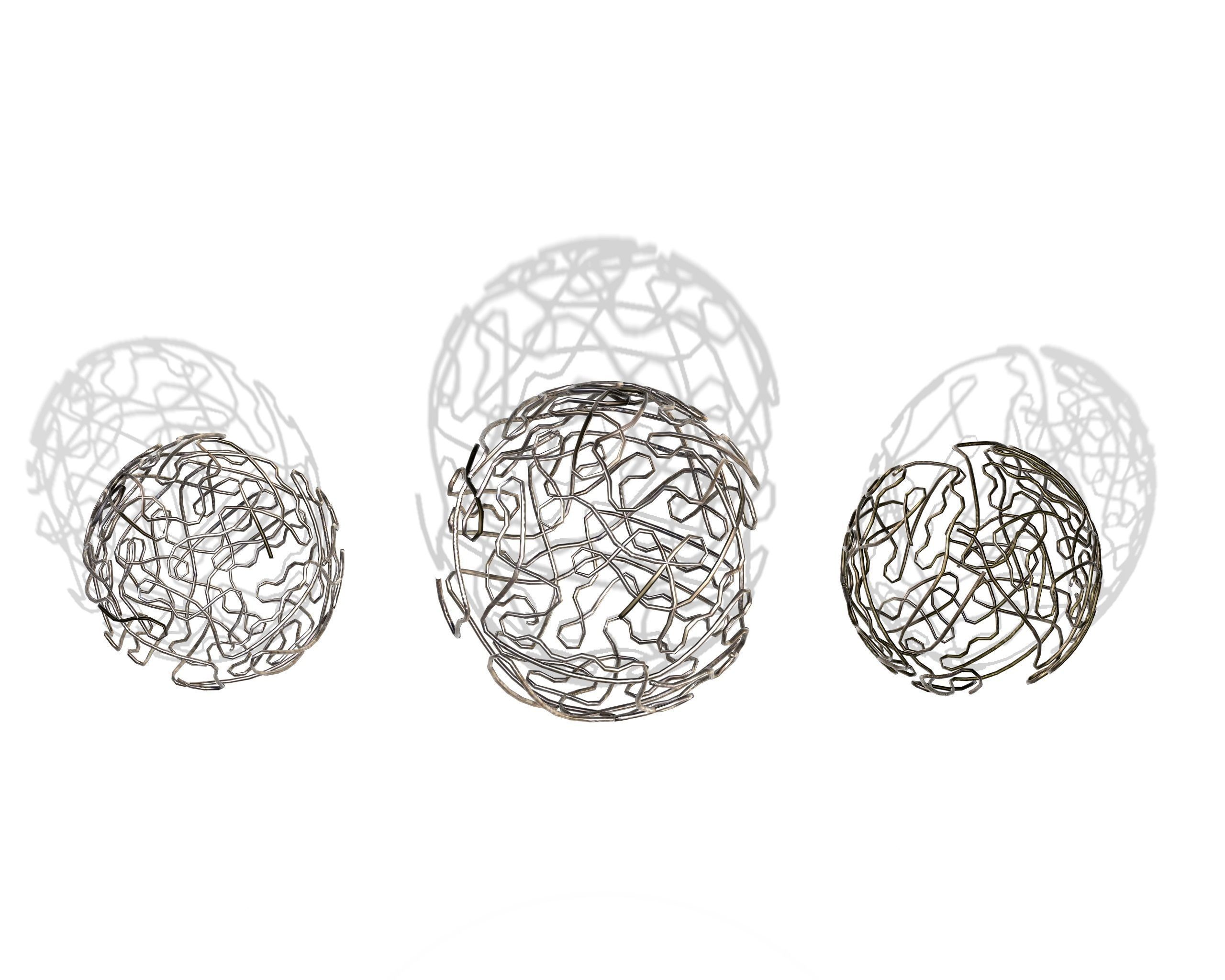 Brass Sphere Decor Set 3D model_1