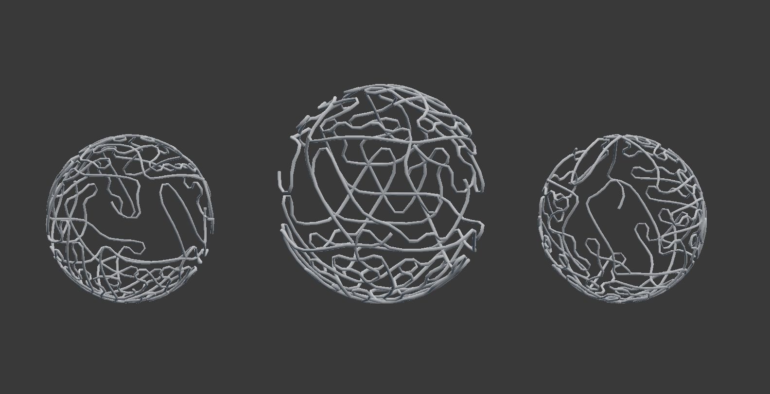 Brass Sphere Decor Set 3D model_5