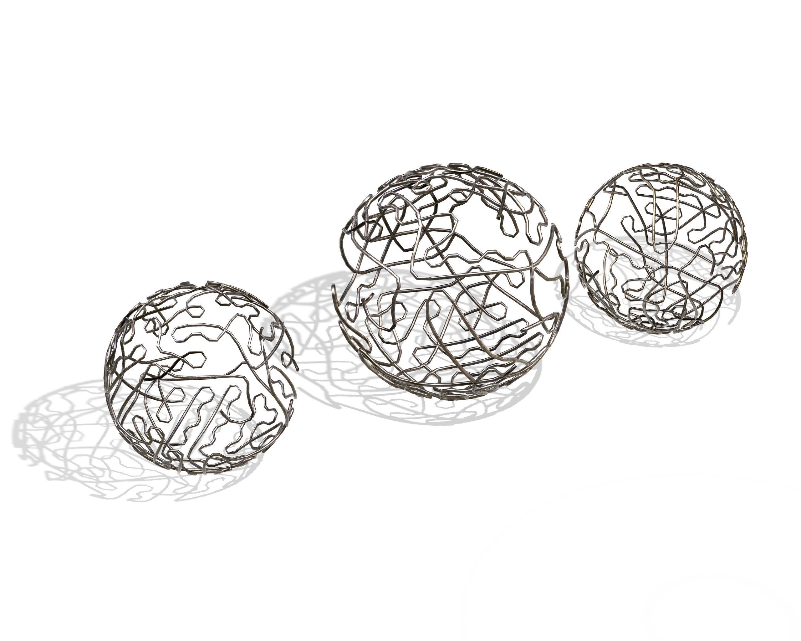 Brass Sphere Decor Set 3D model_2