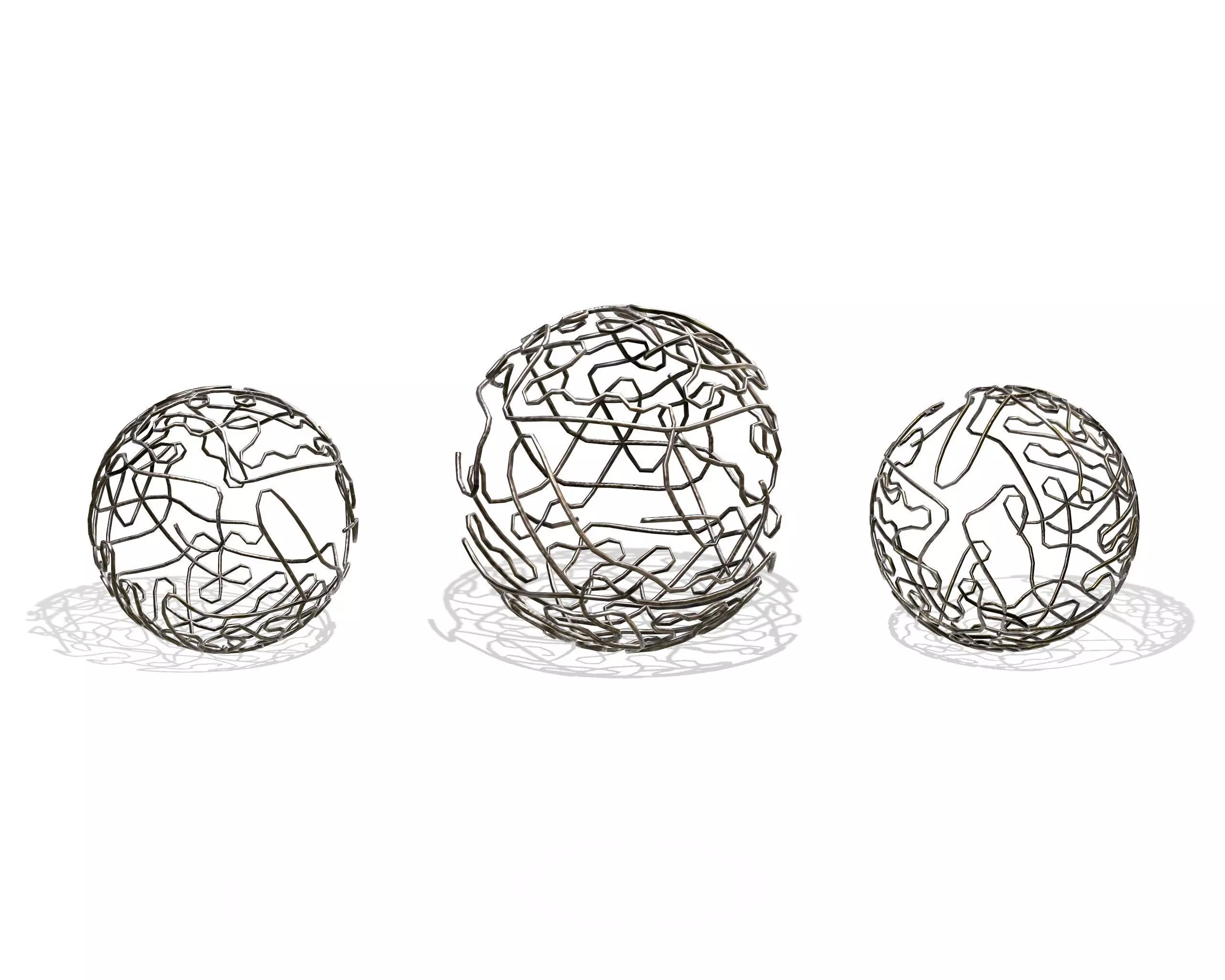 Brass Sphere Decor Set 3D model_0