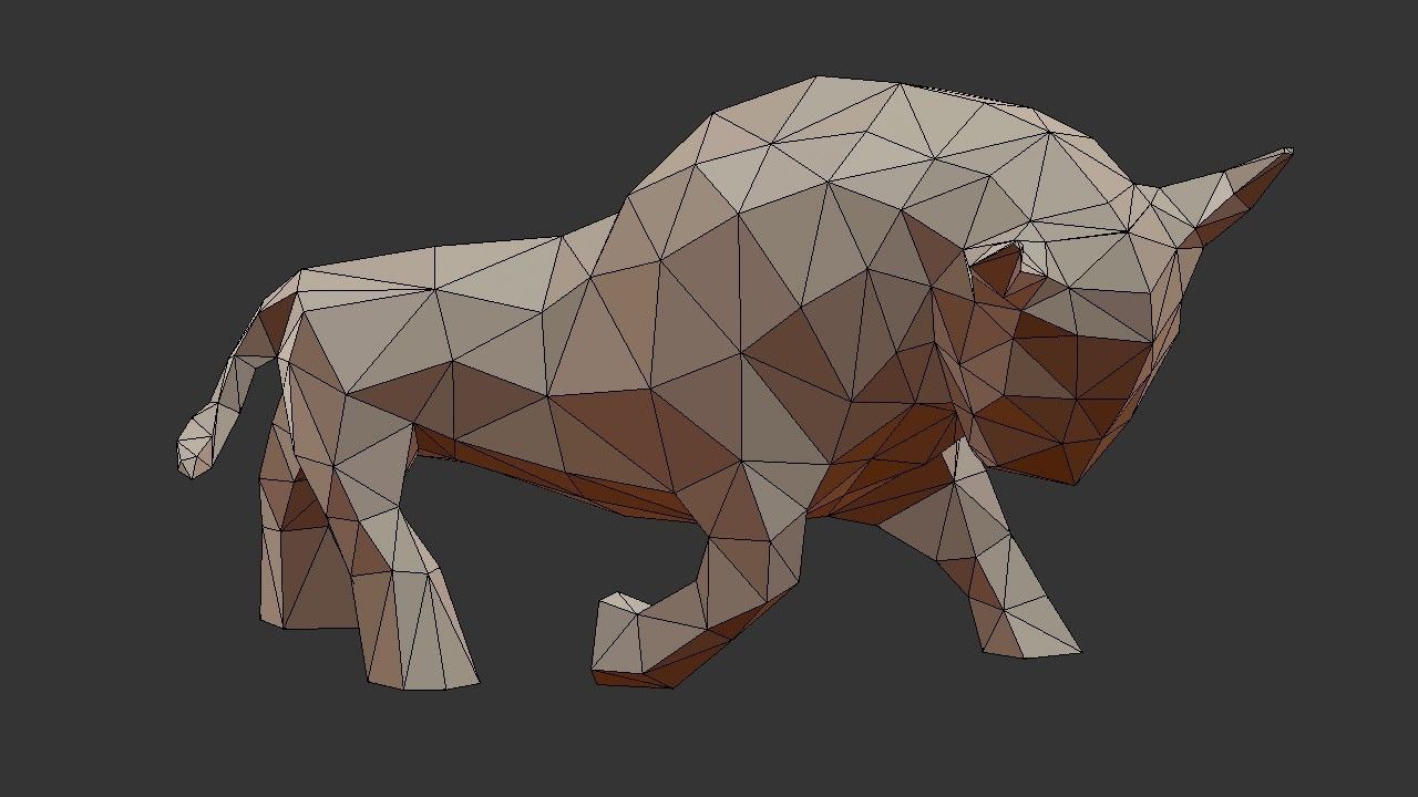 Bull Low Poly - 3D Printable 3D print model_8