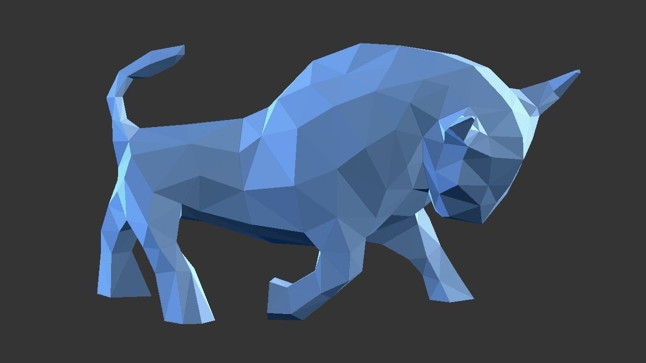 Bull Low Poly - 3D Printable 3D print model_2