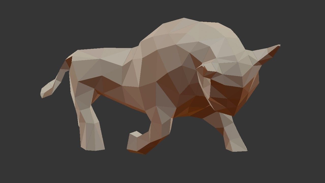 Bull Low Poly - 3D Printable 3D print model_7