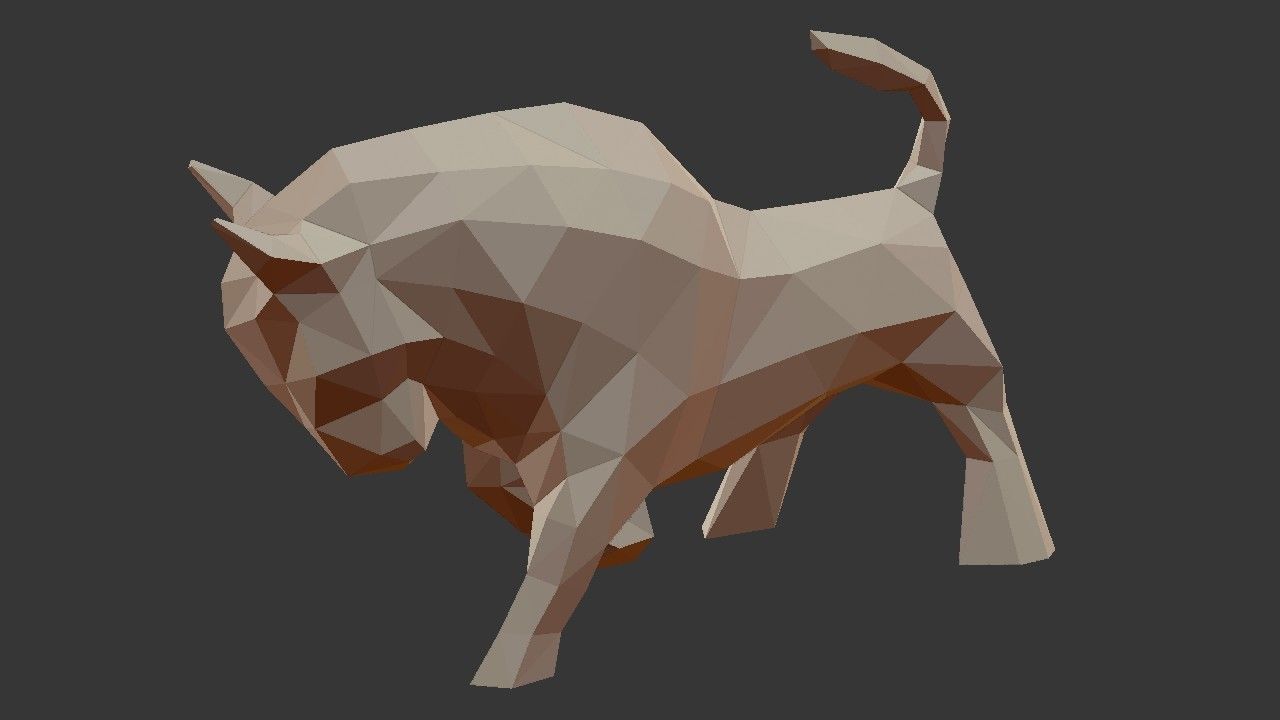 Bull Low Poly - 3D Printable 3D print model_5