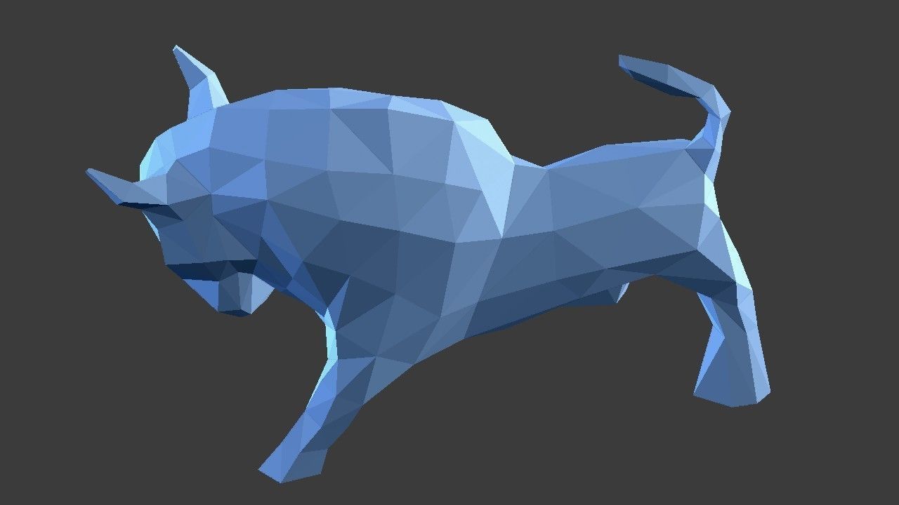 Bull Low Poly - 3D Printable 3D print model_4