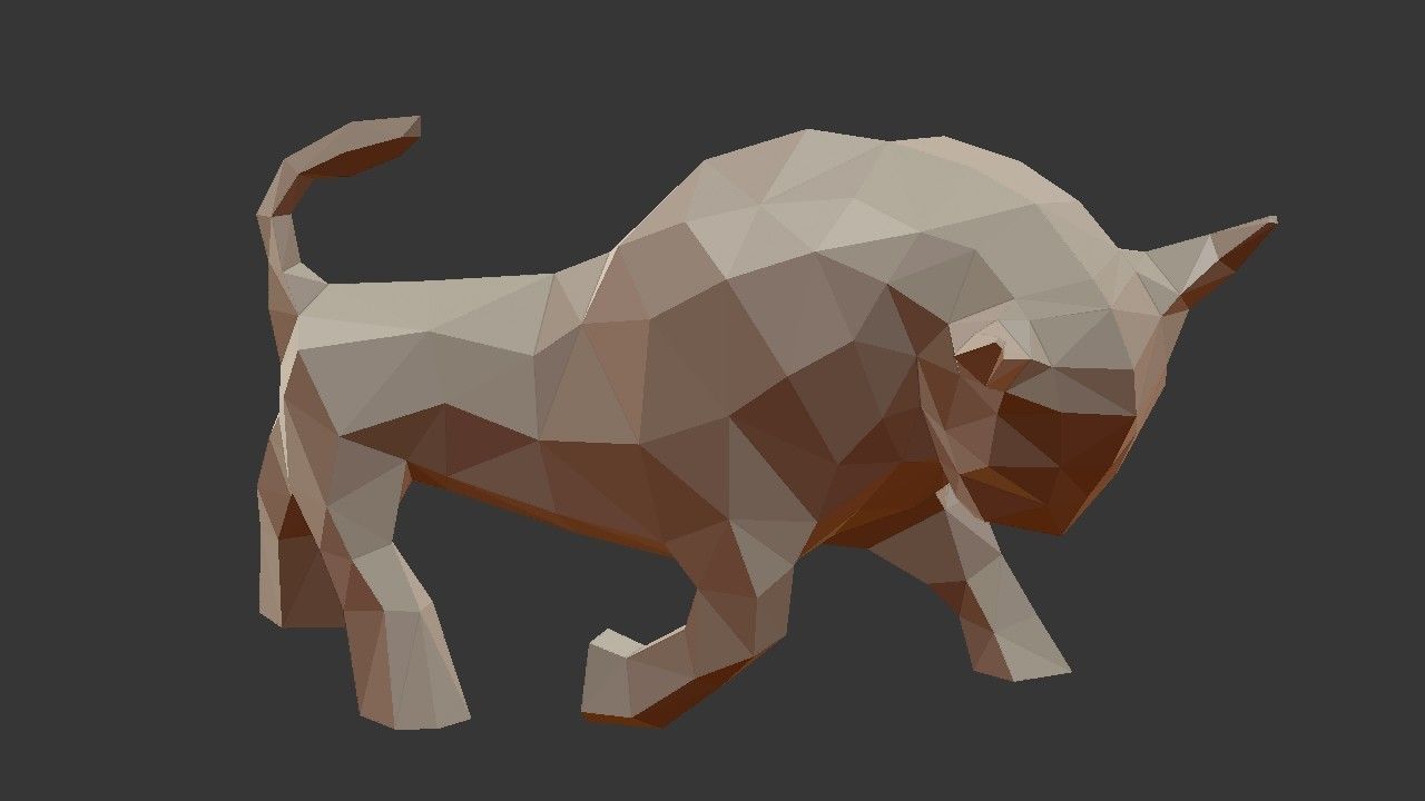 Bull Low Poly - 3D Printable 3D print model_6