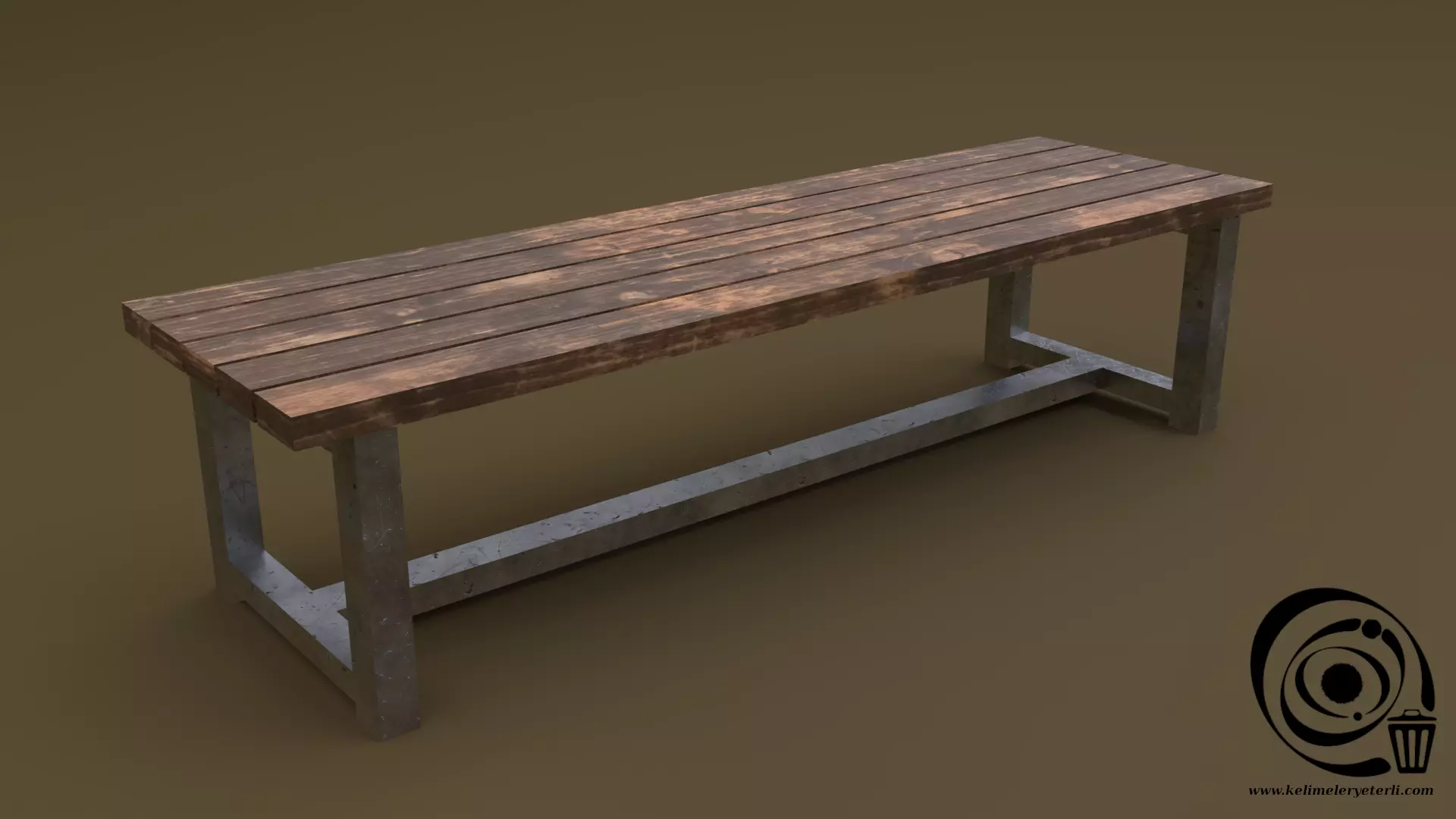 Bench 01 Low-poly 3D model_0