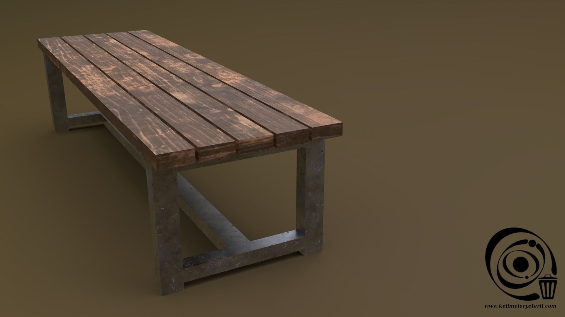 Bench 01 Low-poly 3D model_1