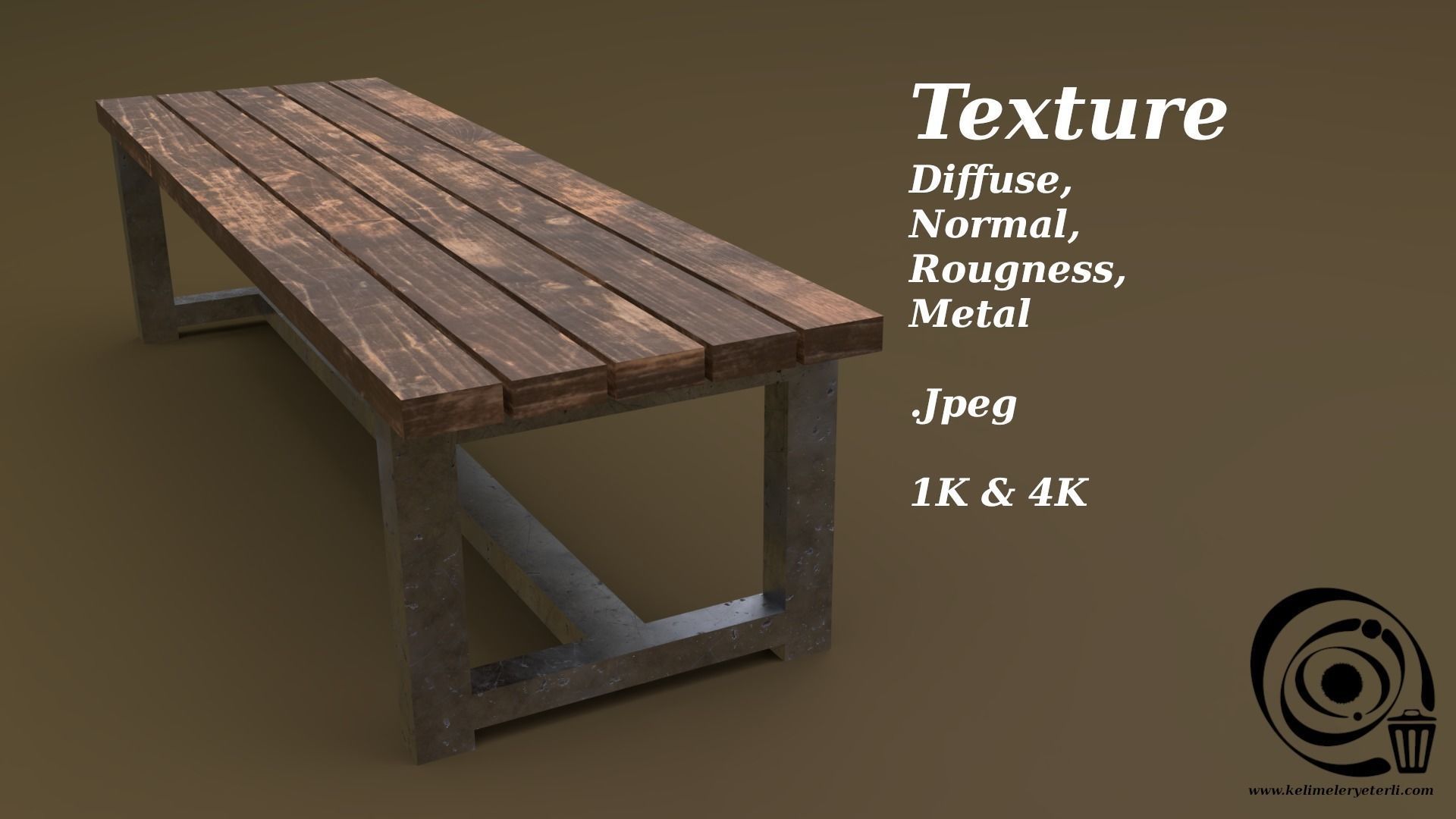 Bench 01 Low-poly 3D model_4