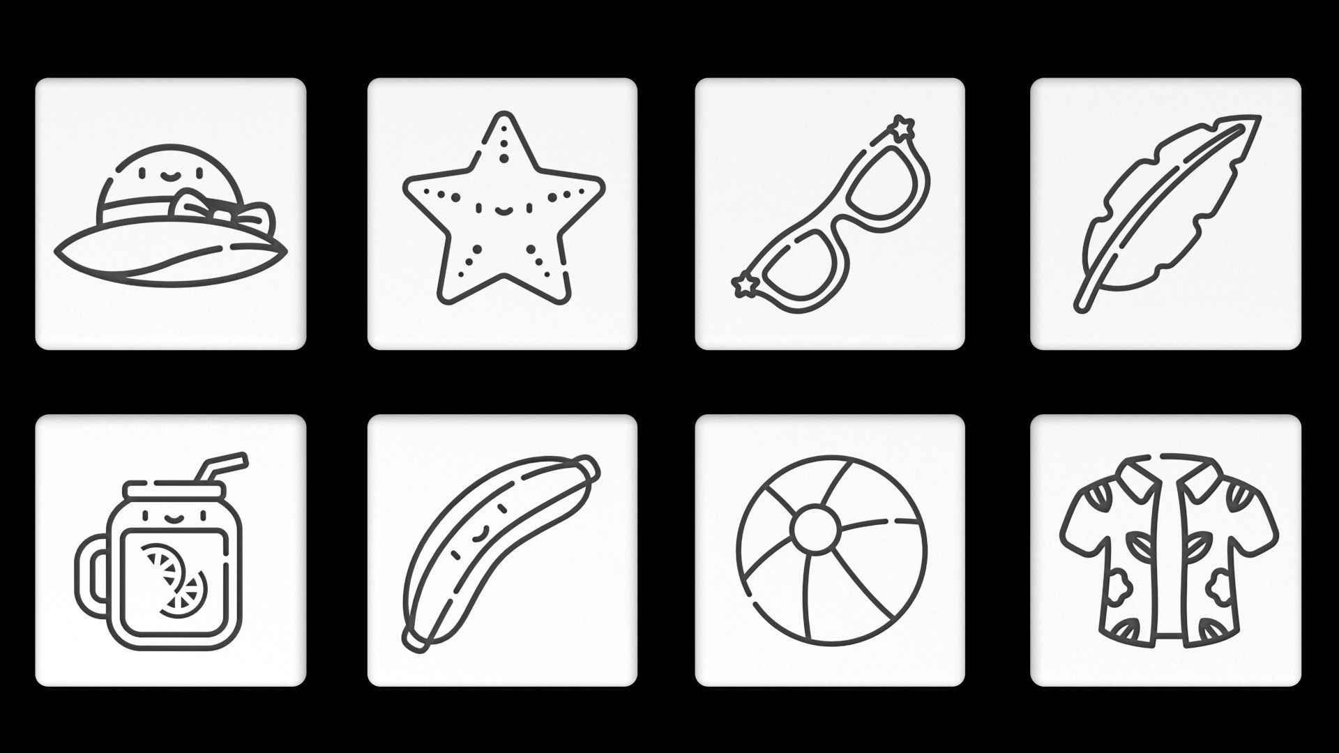 3D Flaticon Summer Icons Square 3D model_2