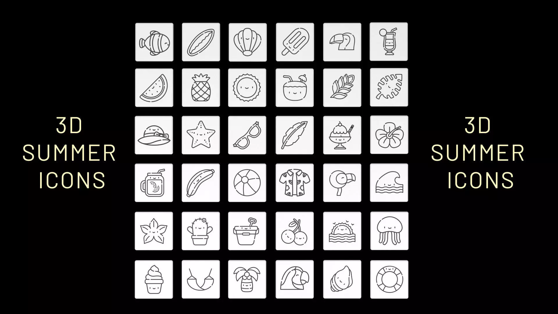 3D Flaticon Summer Icons Square 3D model_0