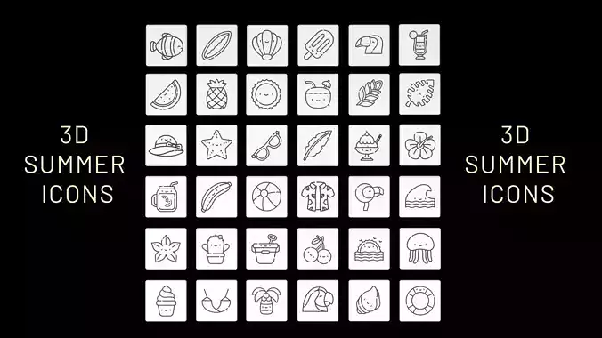 3D Flaticon Summer Icons Square