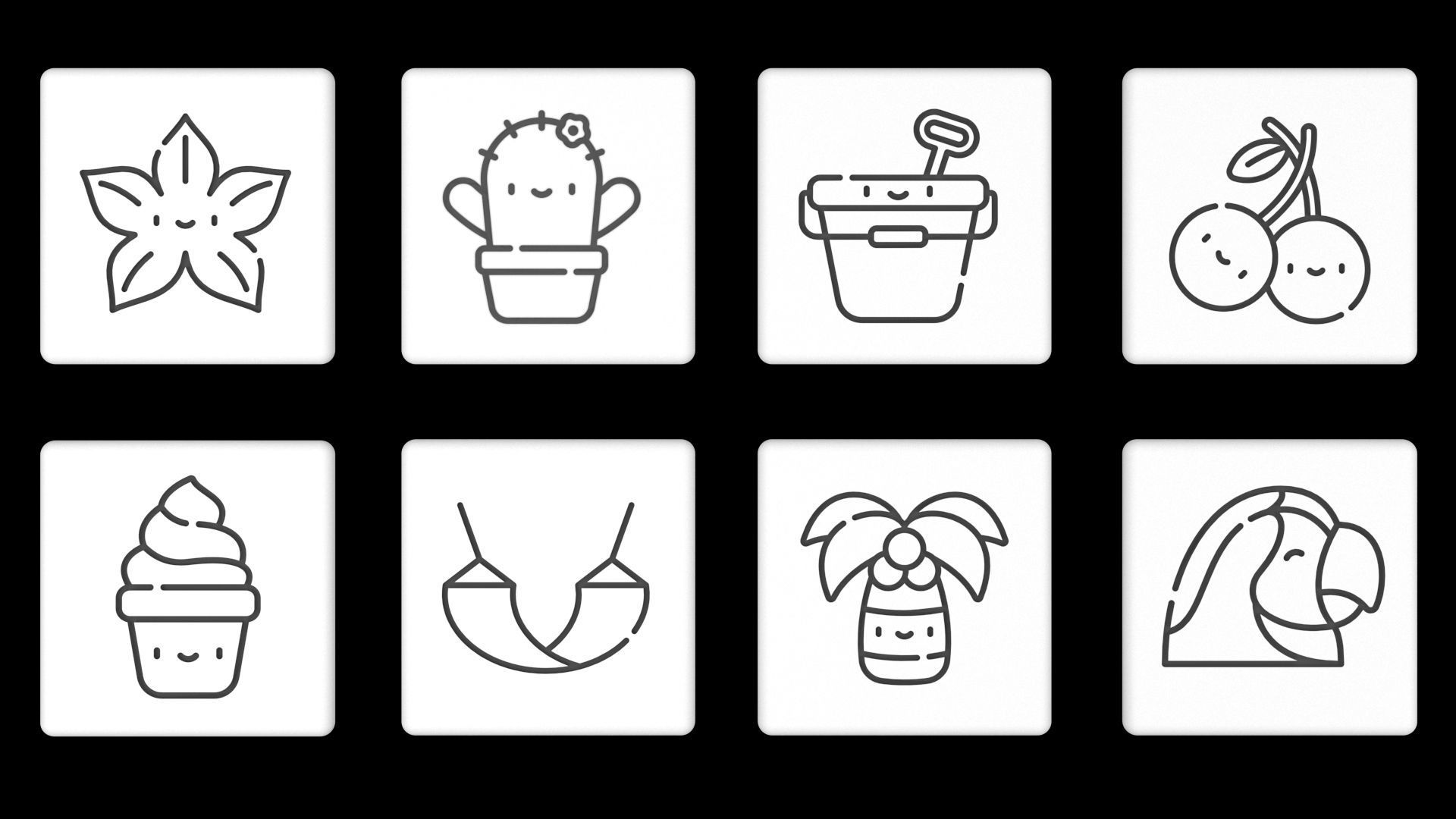 3D Flaticon Summer Icons Square 3D model_3