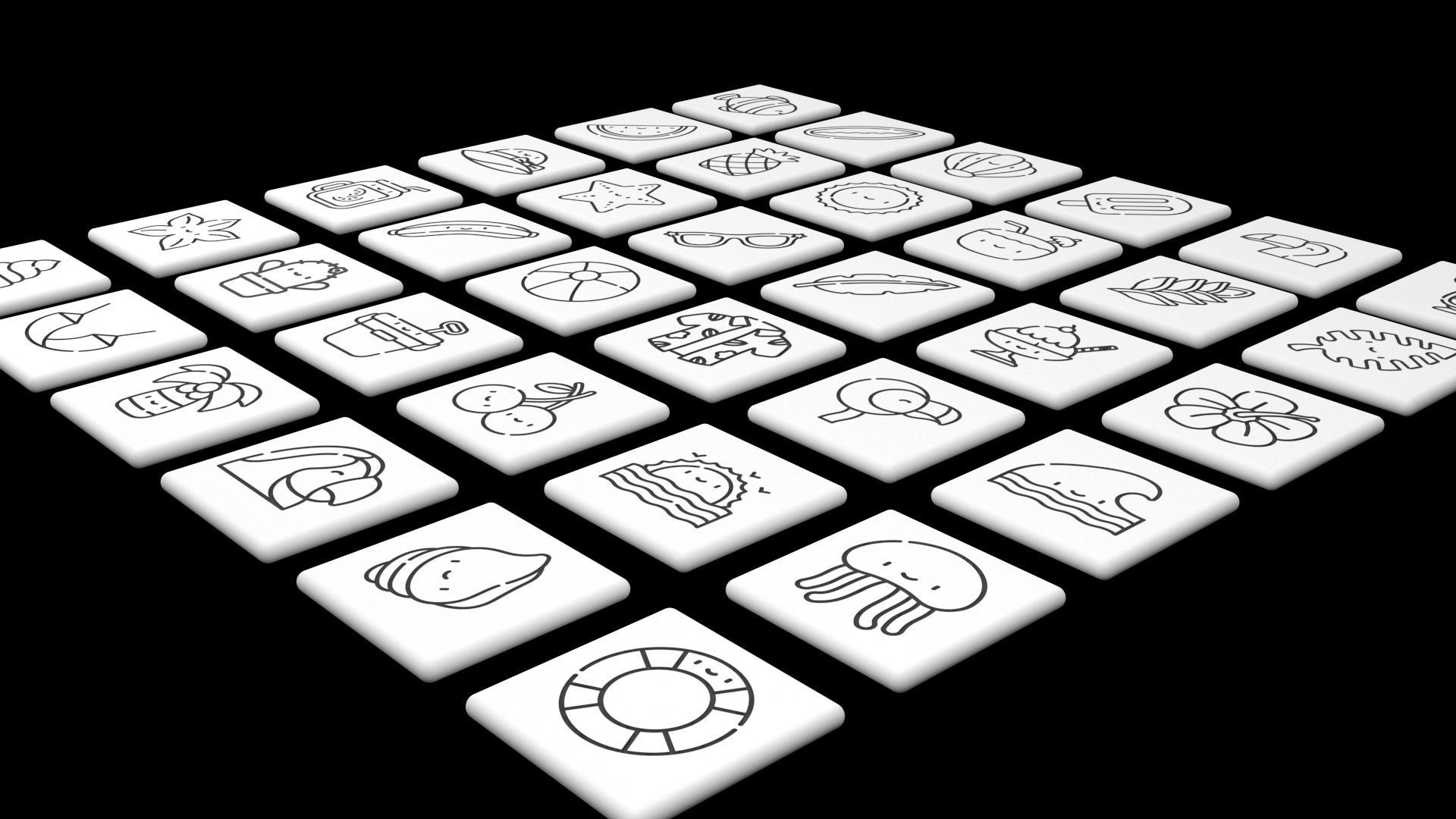 3D Flaticon Summer Icons Square 3D model_5