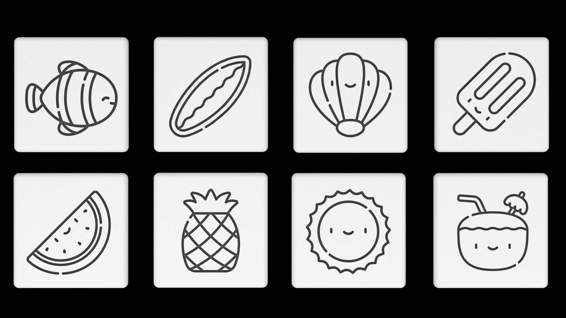 3D Flaticon Summer Icons Square 3D model_1