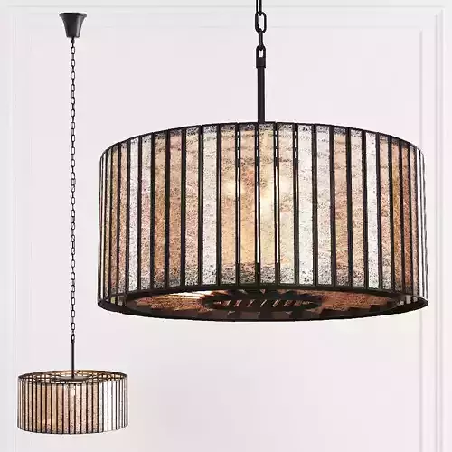 Restoration Hardware VITTI MIRRORED DRUM CHANDELIER 20 Iron