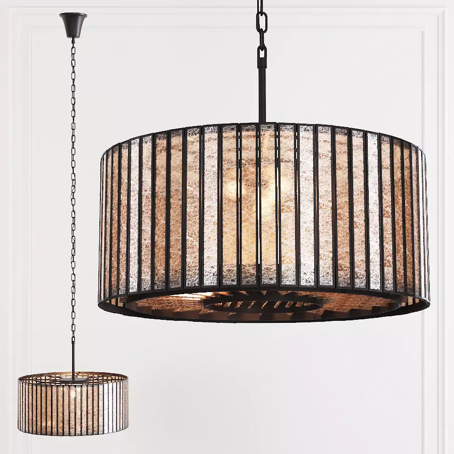 Restoration Hardware VITTI MIRRORED DRUM CHANDELIER 20 Iron 3D model_0