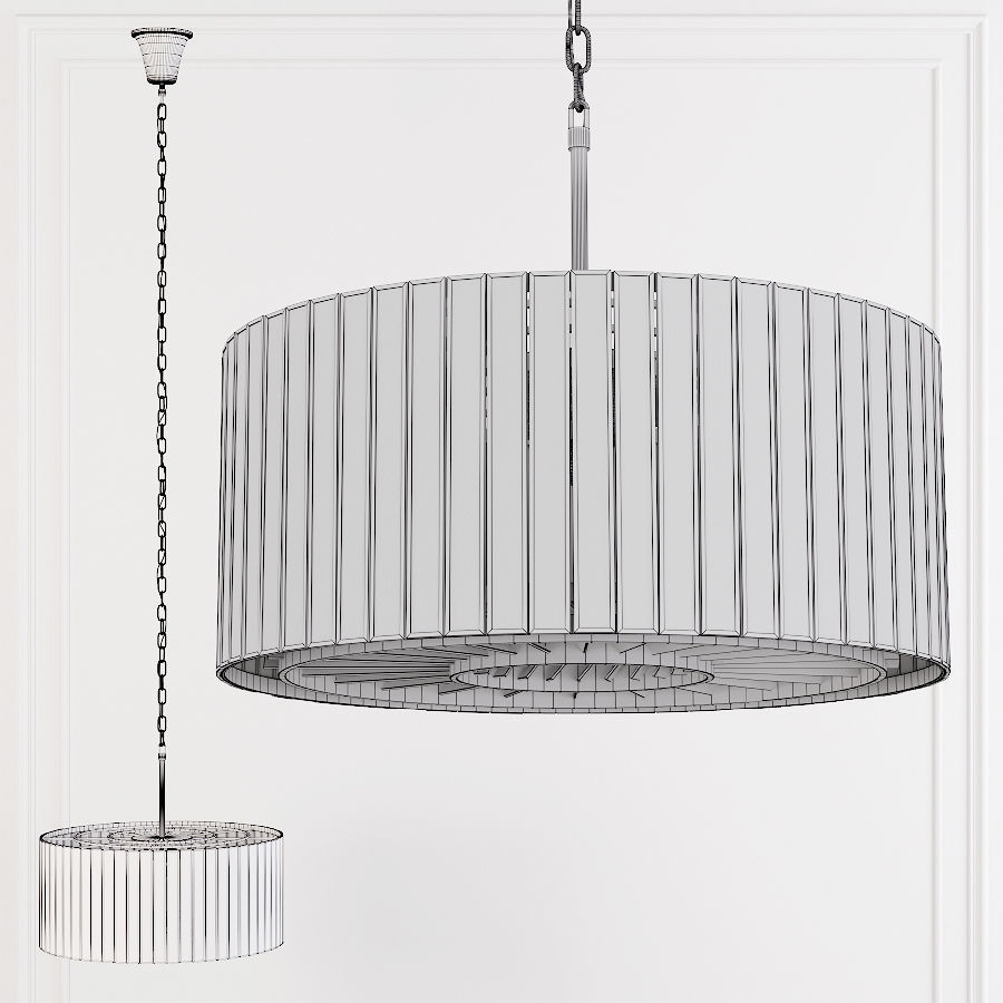 Restoration Hardware VITTI MIRRORED DRUM CHANDELIER 20 Iron 3D model_1