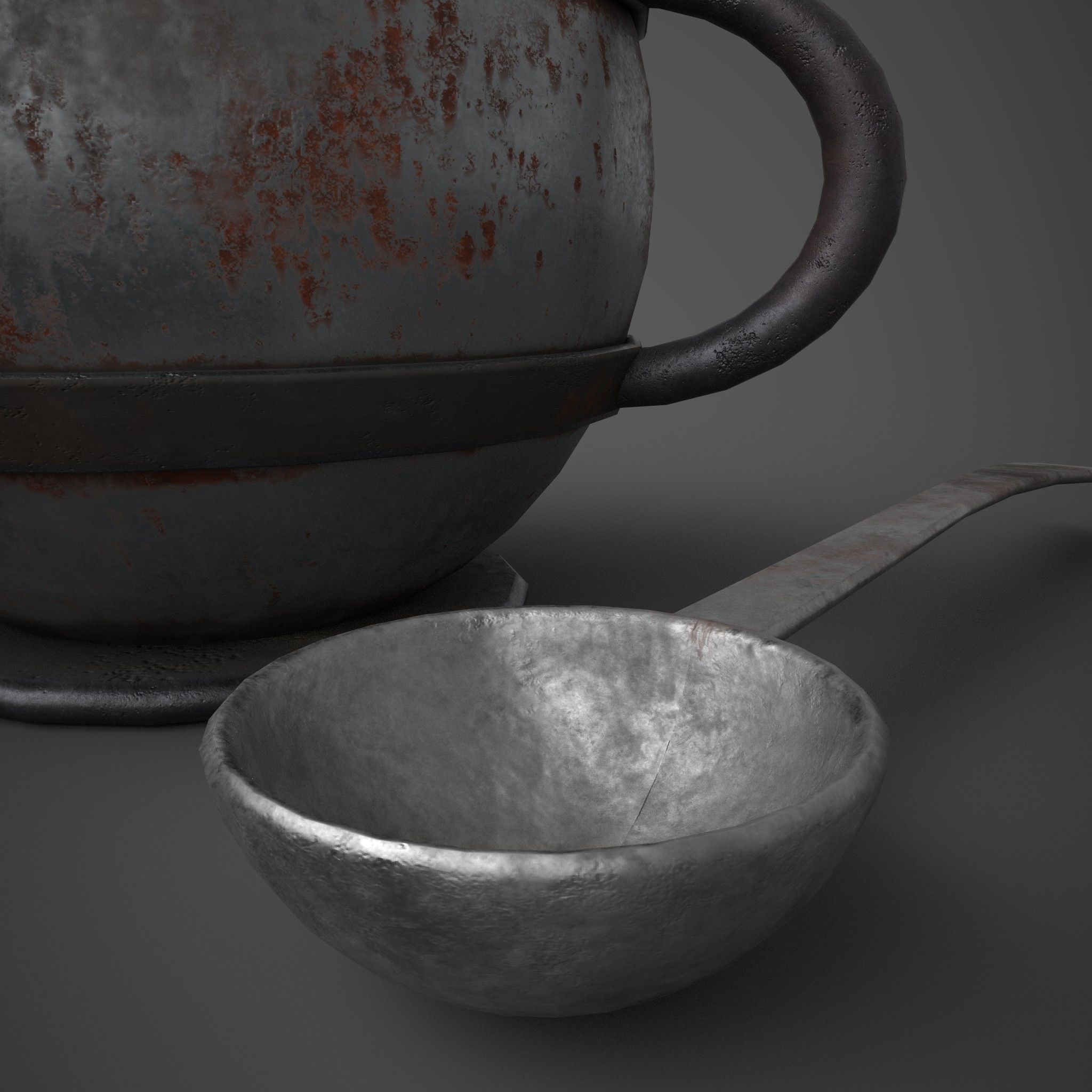 Medieval Tavern Soup pot and Spoon Free low-poly 3D model_19