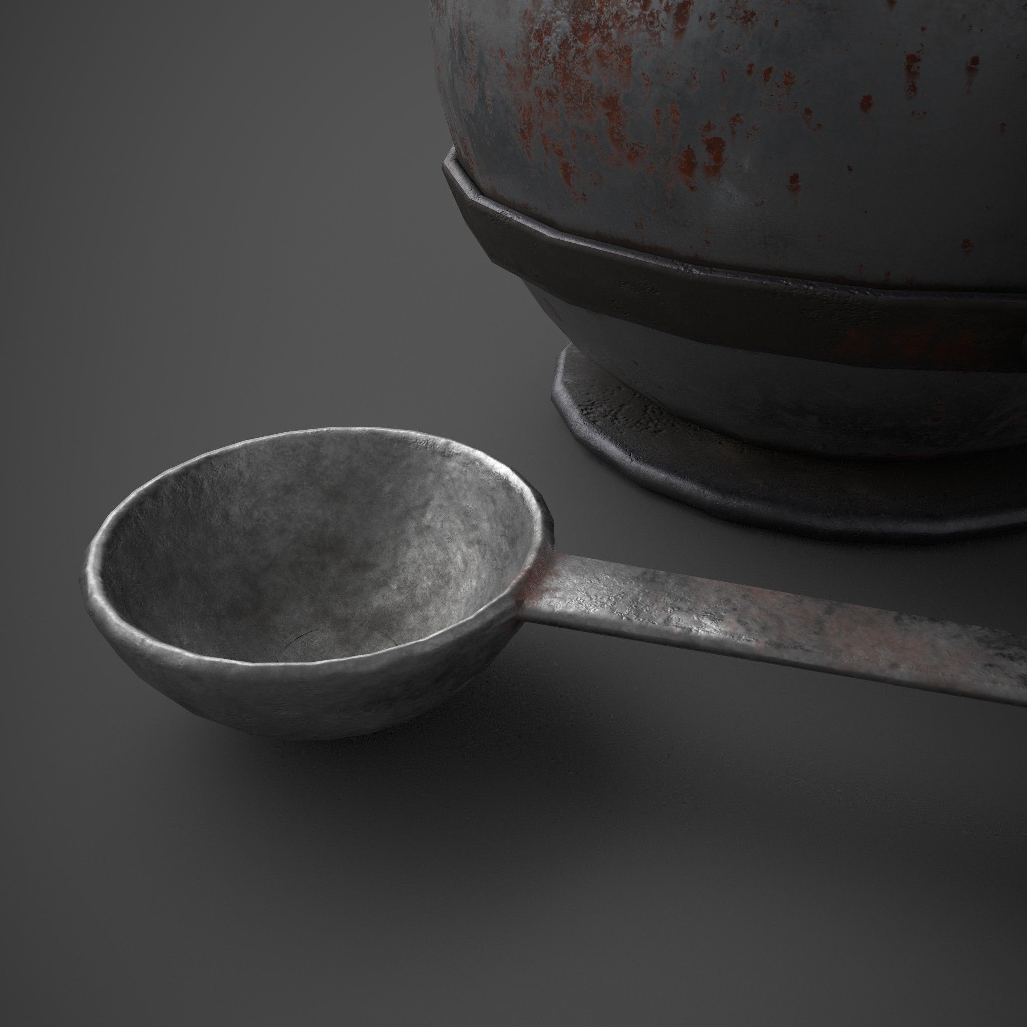 Medieval Tavern Soup pot and Spoon Free low-poly 3D model_20