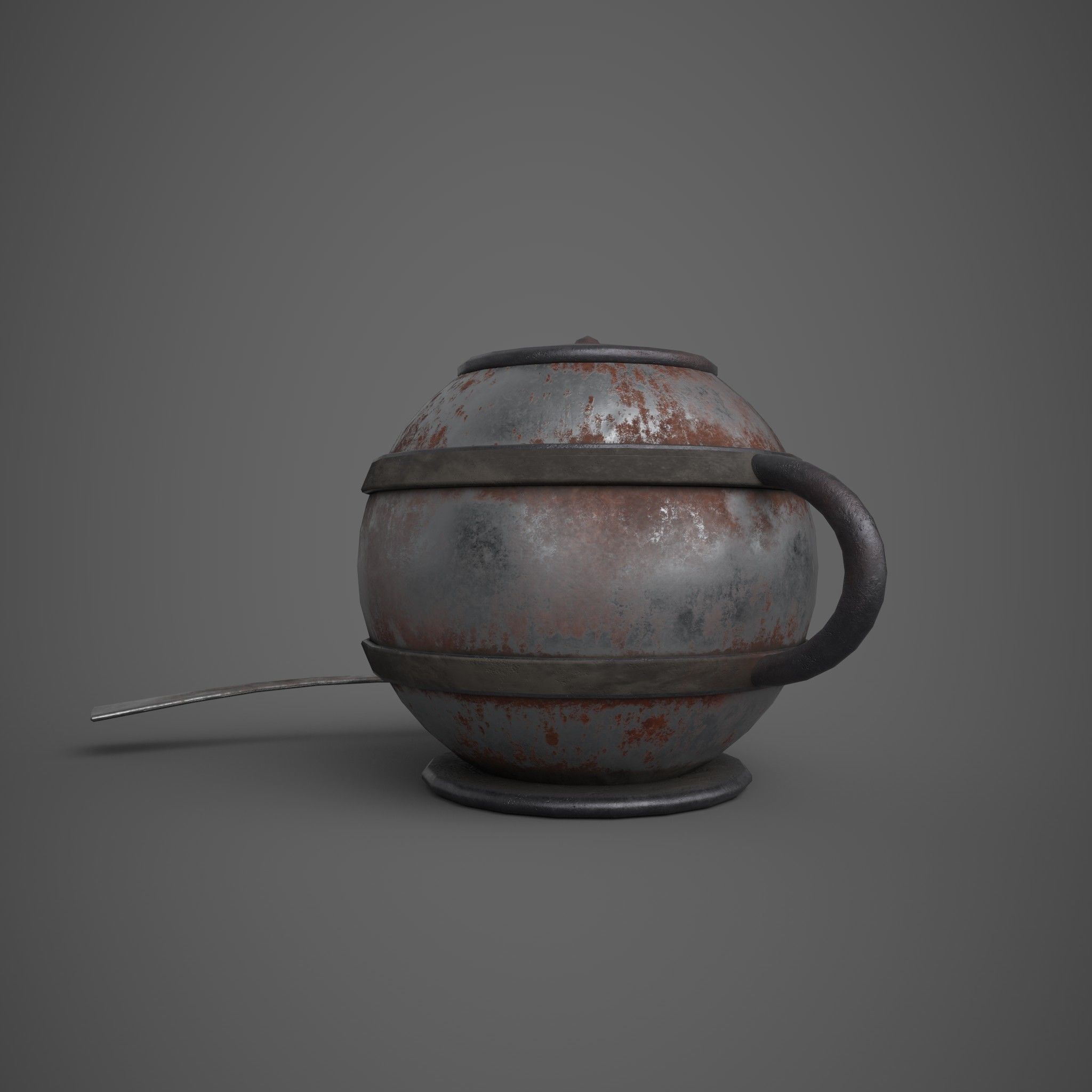 Medieval Tavern Soup pot and Spoon Free low-poly 3D model_10