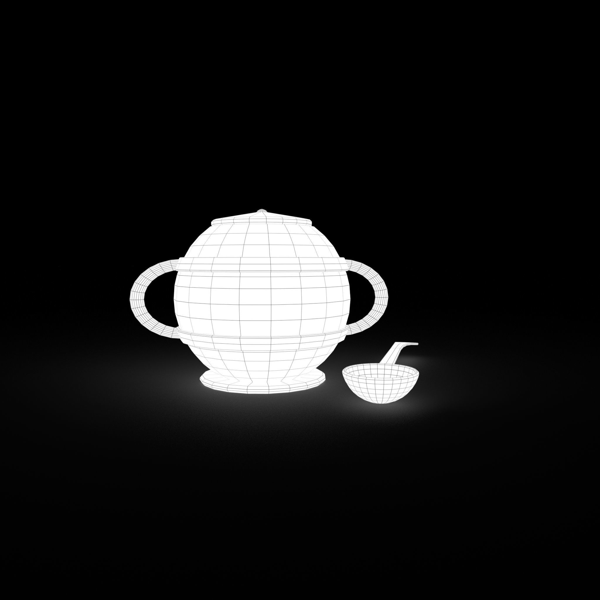 Medieval Tavern Soup pot and Spoon Free low-poly 3D model_24