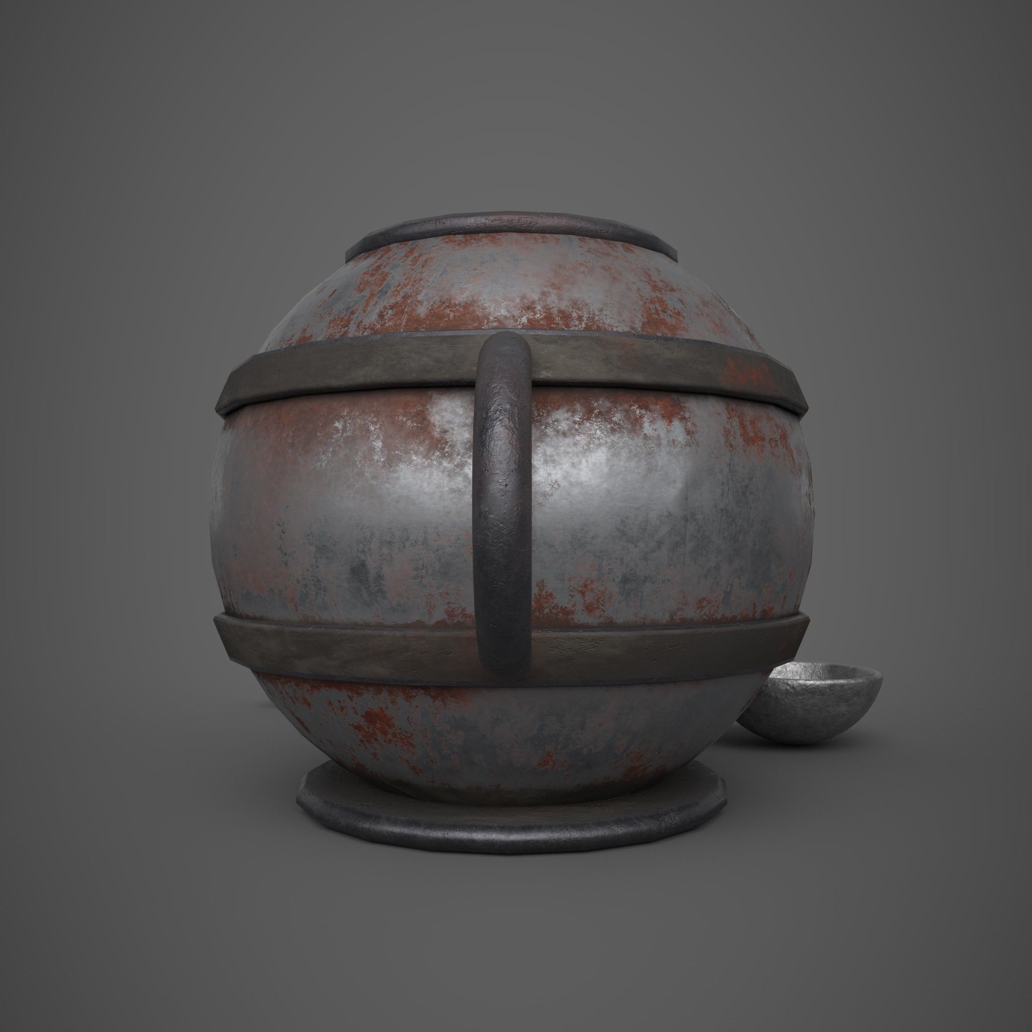 Medieval Tavern Soup pot and Spoon Free low-poly 3D model_11