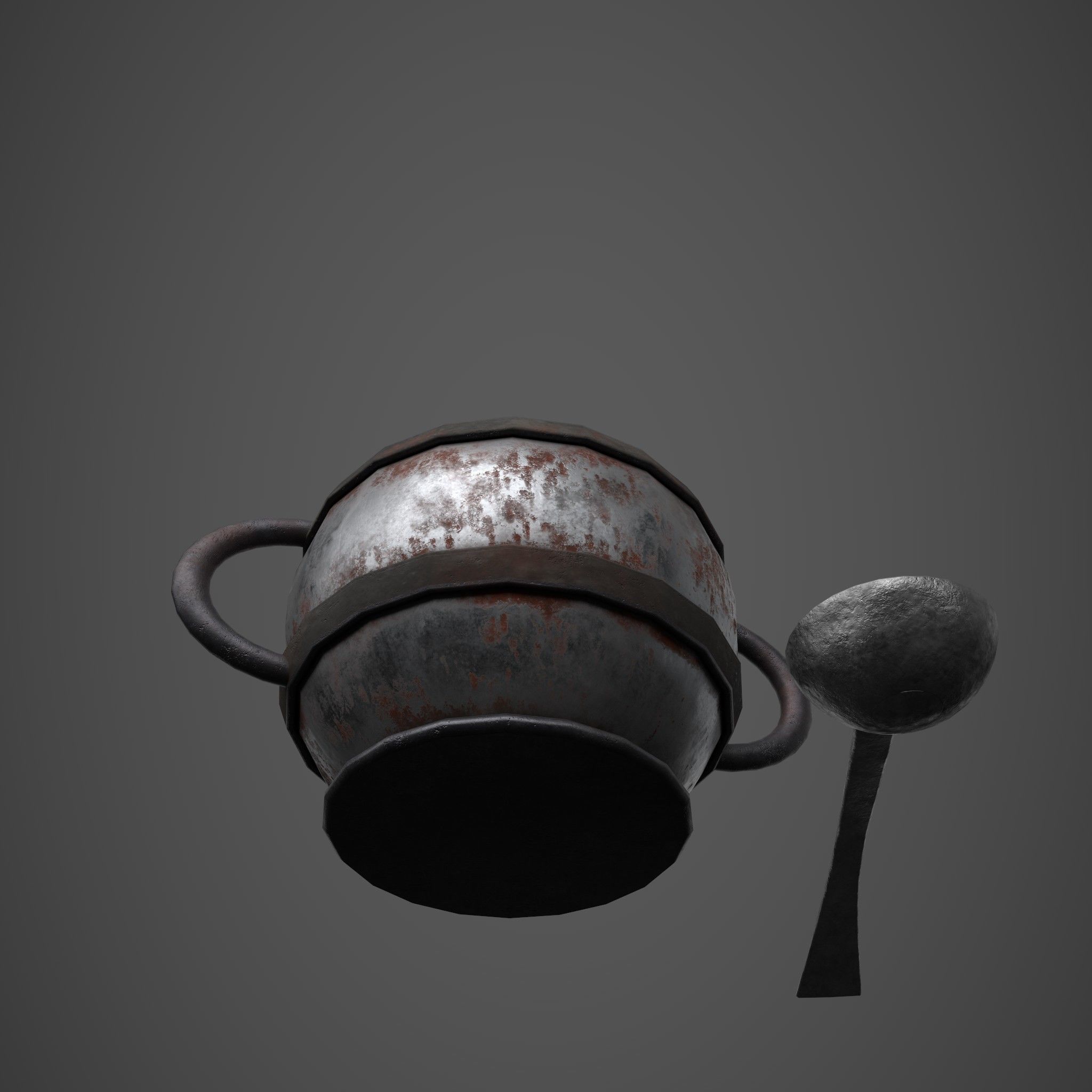 Medieval Tavern Soup pot and Spoon Free low-poly 3D model_18