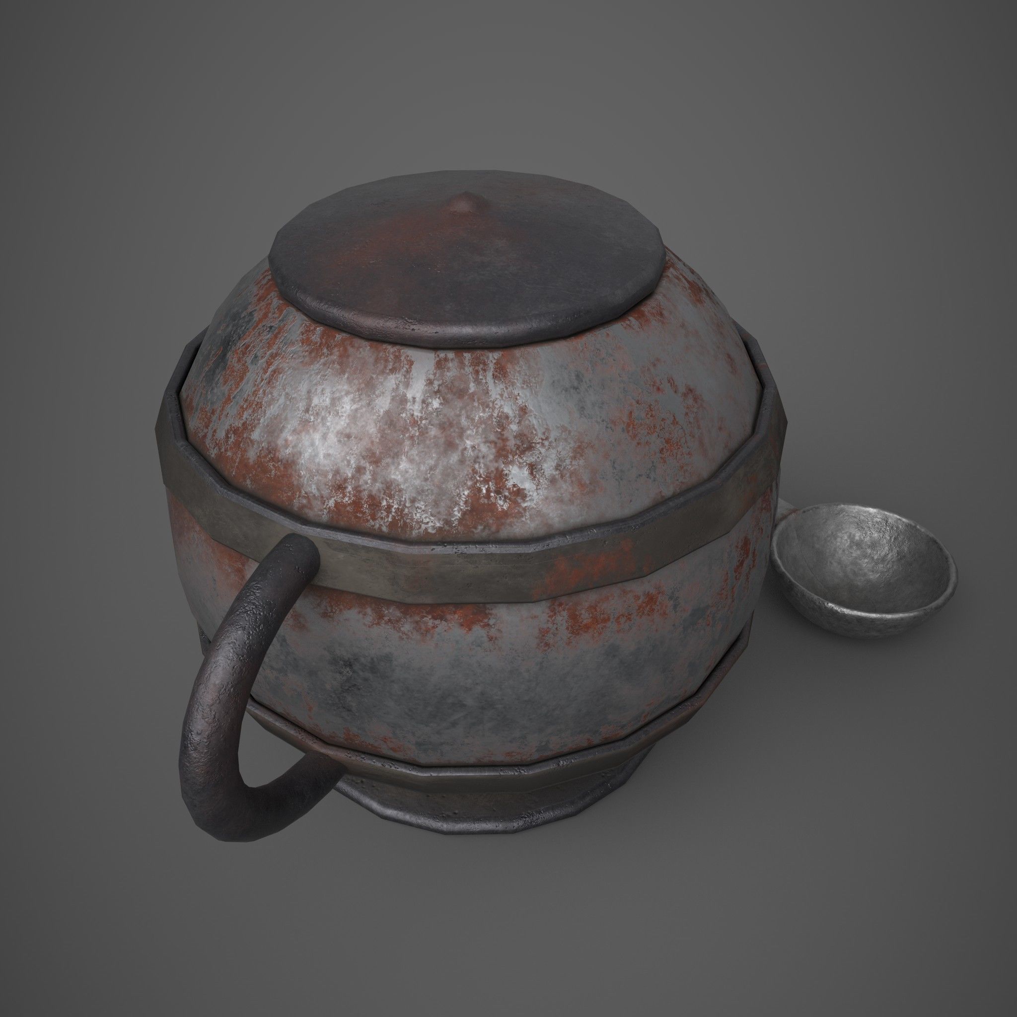 Medieval Tavern Soup pot and Spoon Free low-poly 3D model_12