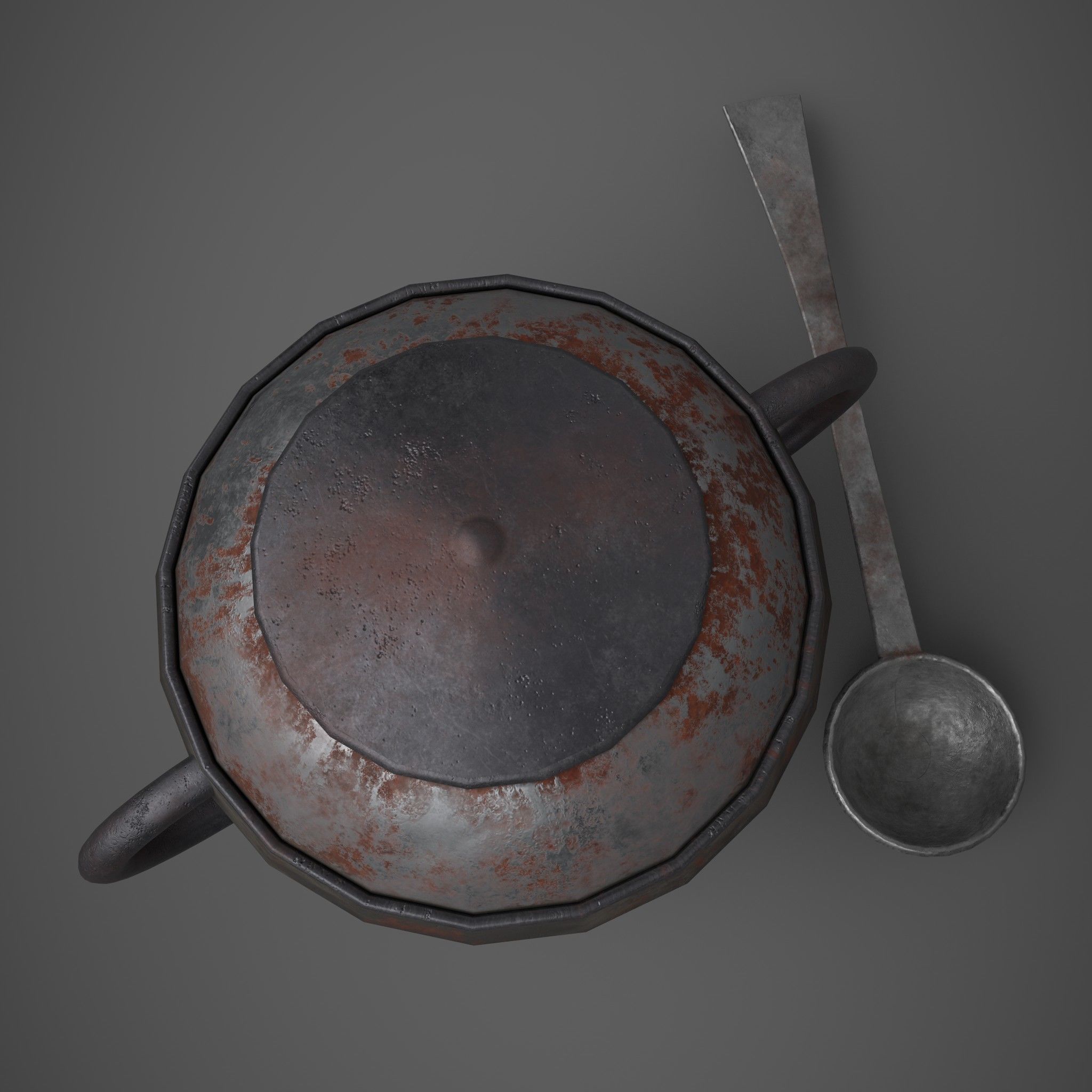 Medieval Tavern Soup pot and Spoon Free low-poly 3D model_14