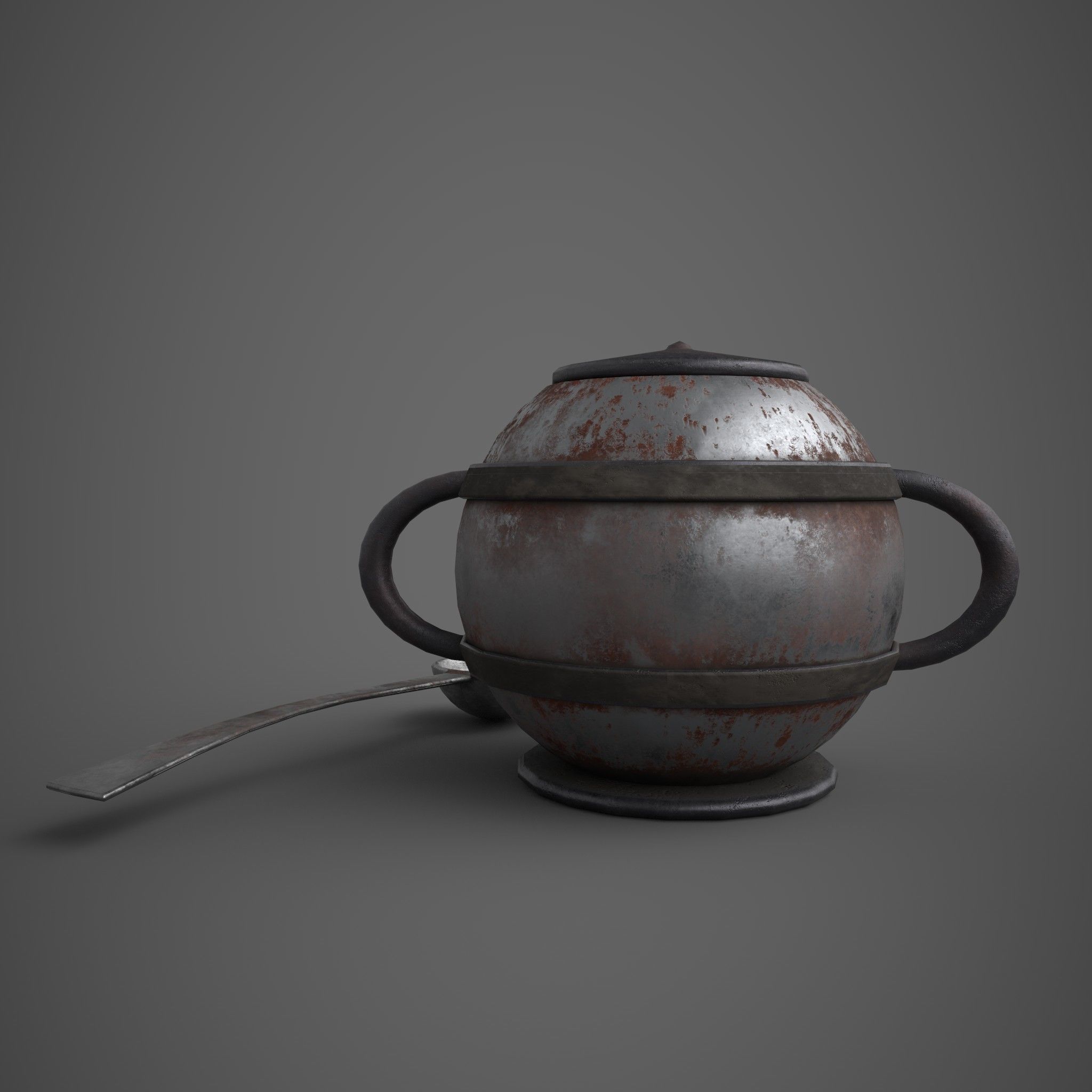 Medieval Tavern Soup pot and Spoon Free low-poly 3D model_9